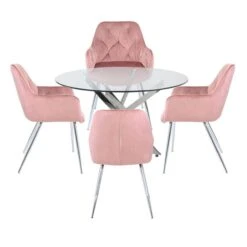 Nova 100cm Dining Set With 4 Pink Stella Chairs