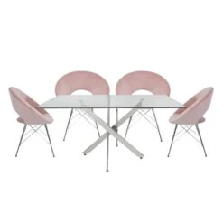 Nova 160cm Rectangular Dining Set With 4 Pink Orb Chairs