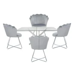 Nova 160cm Rectangular Dining Set With 4 Silver Ariel Chairs