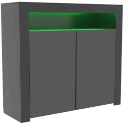 Nova 2 Door Black LED Sideboard