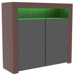Nova 2 Door Walnut & Black LED Sideboard