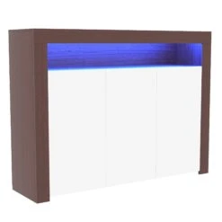 Nova 3 Door LED Sideboard - Walnut & White