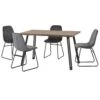 Quebec Medium Oak Straight Edge Dining Set With Grey Lukas Chairs