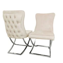 Sandhurst Cappuccino Dining Chair With Buttoned Back & X Cross Legs