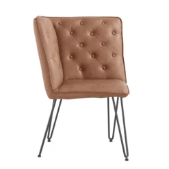 Tan Studded Back Corner Bench