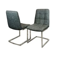 Tara Faux Leather Dark Grey Dining Chair With Plain Back & Stitch Detail