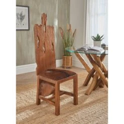 Teak Root Dining Chair With Goat Skin Seat