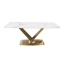 Valeo Gold 1.8 Dining Table With Polar White Sintered Stone Top