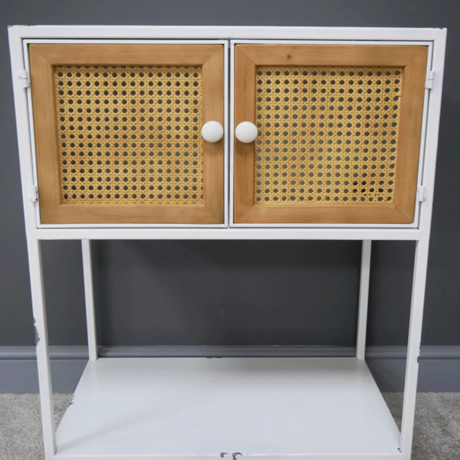 White Rattan Storage Cabinet - Image 2