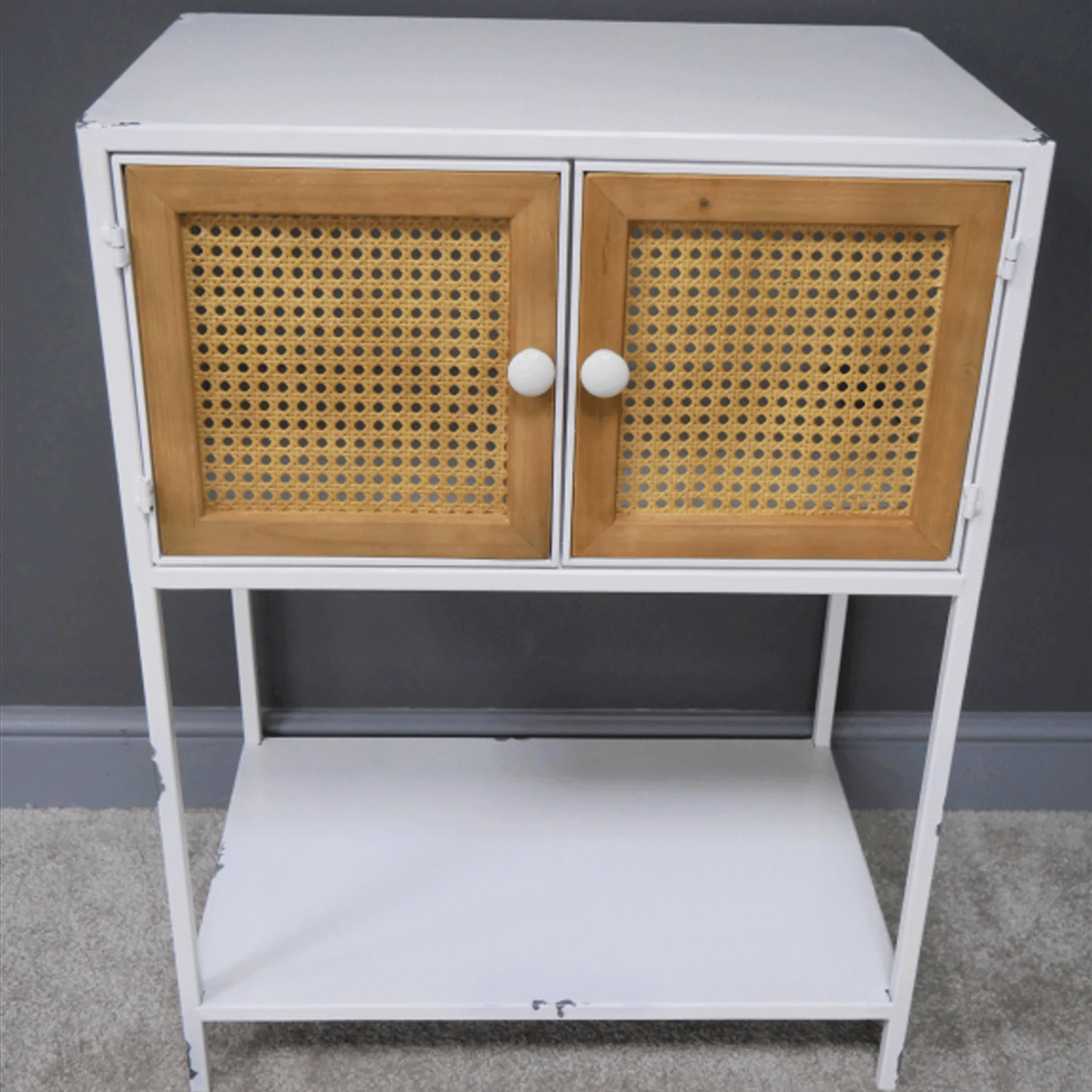 White Rattan Storage Cabinet - Image 3