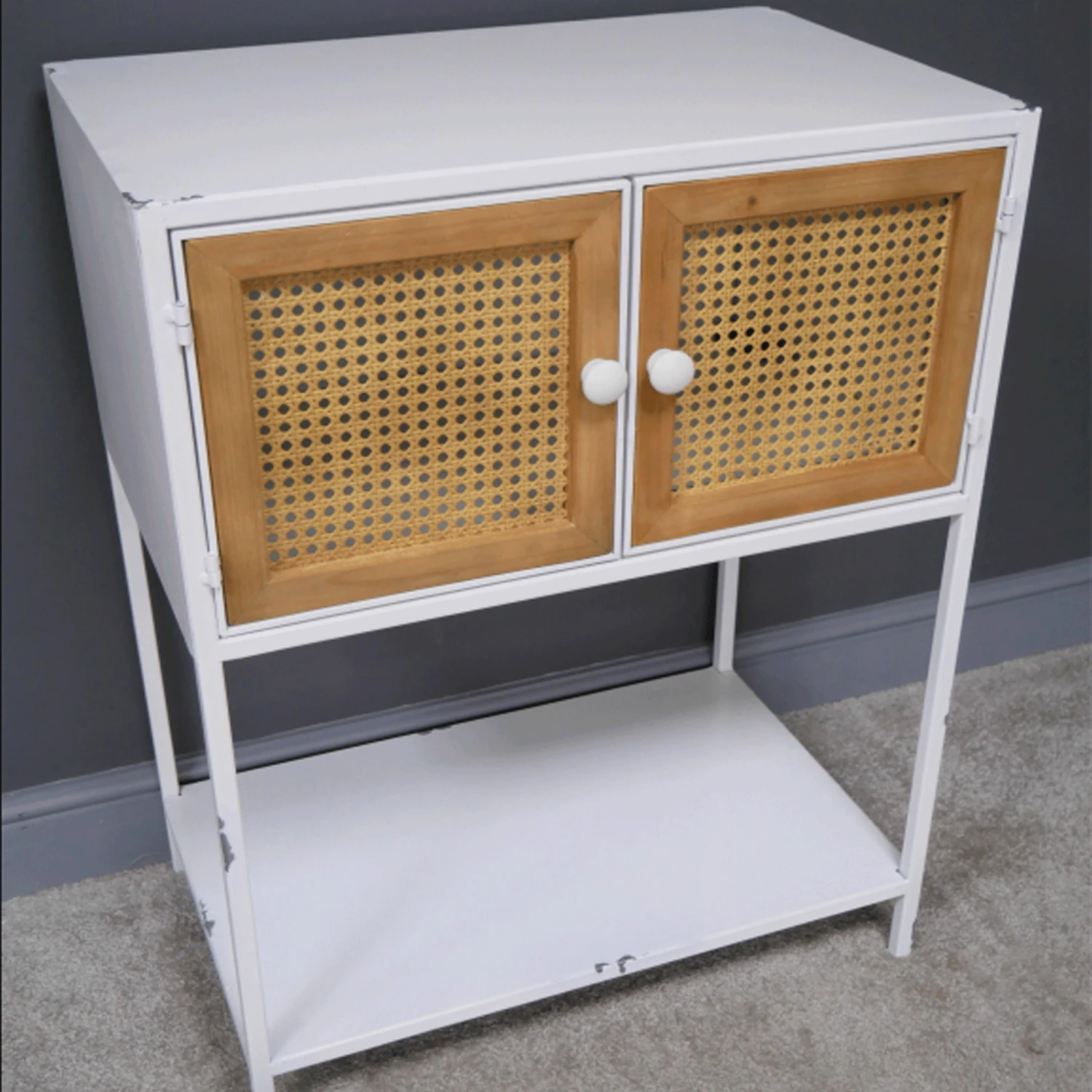 White Rattan Storage Cabinet - Image 4