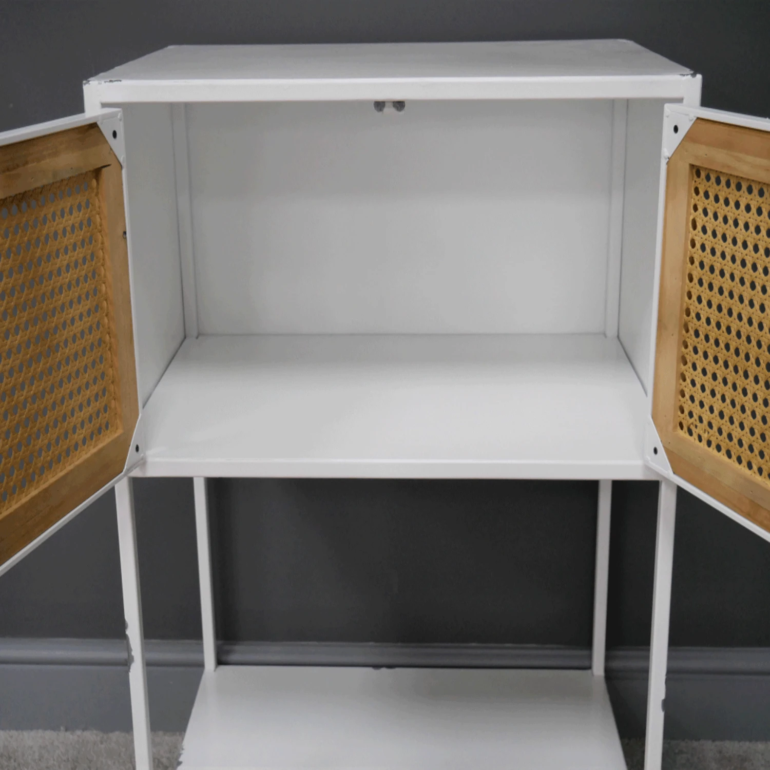 White Rattan Storage Cabinet - Image 5