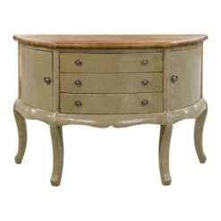 Wooden Three Drawer Crescent Sideboard